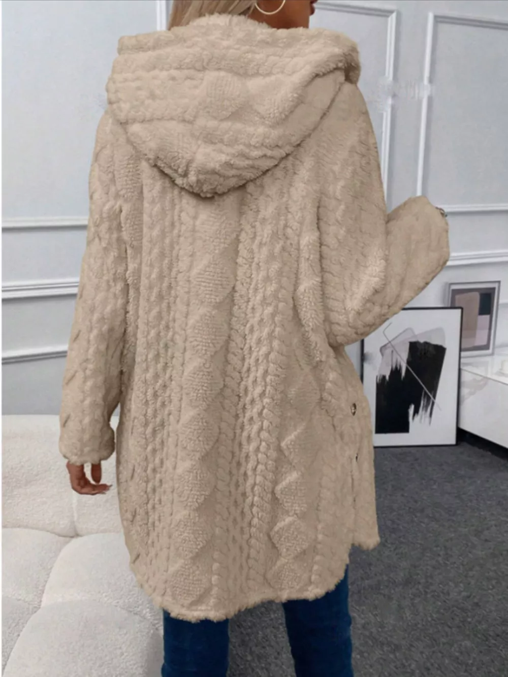 Hooded Button-Down Fleece Outerwear, image 6