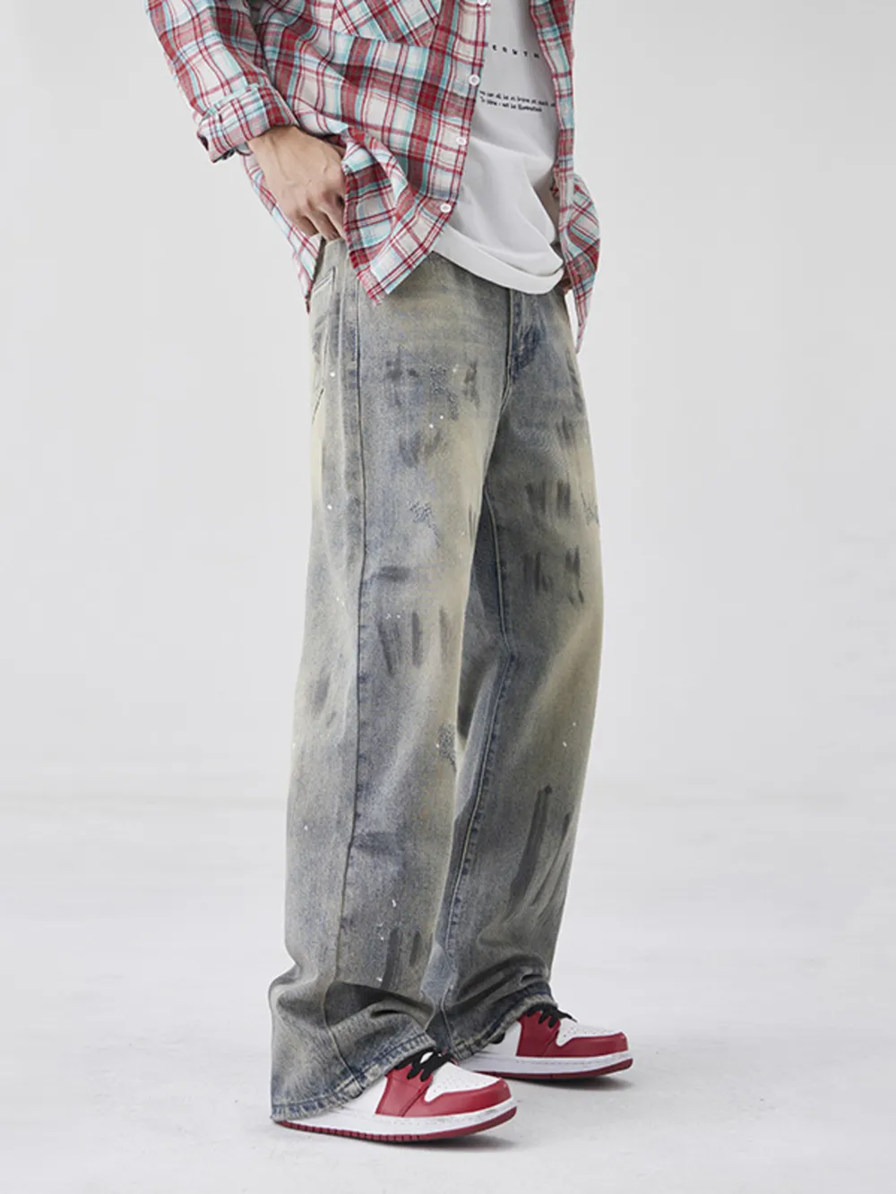 Men's Wash Wide-Leg Jeans, image 3