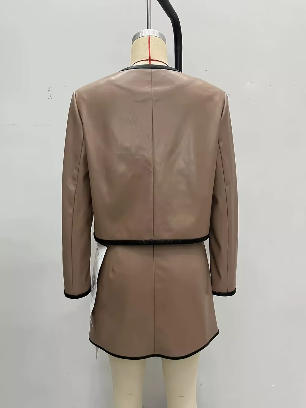Contrast Trim Jacket and Mini Skirt Set, image 7