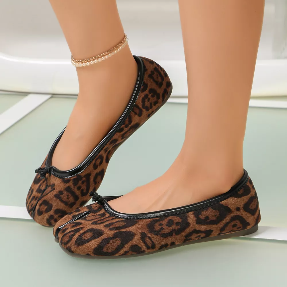 Split-Toe Leopard Print Slip-Ons, image 4