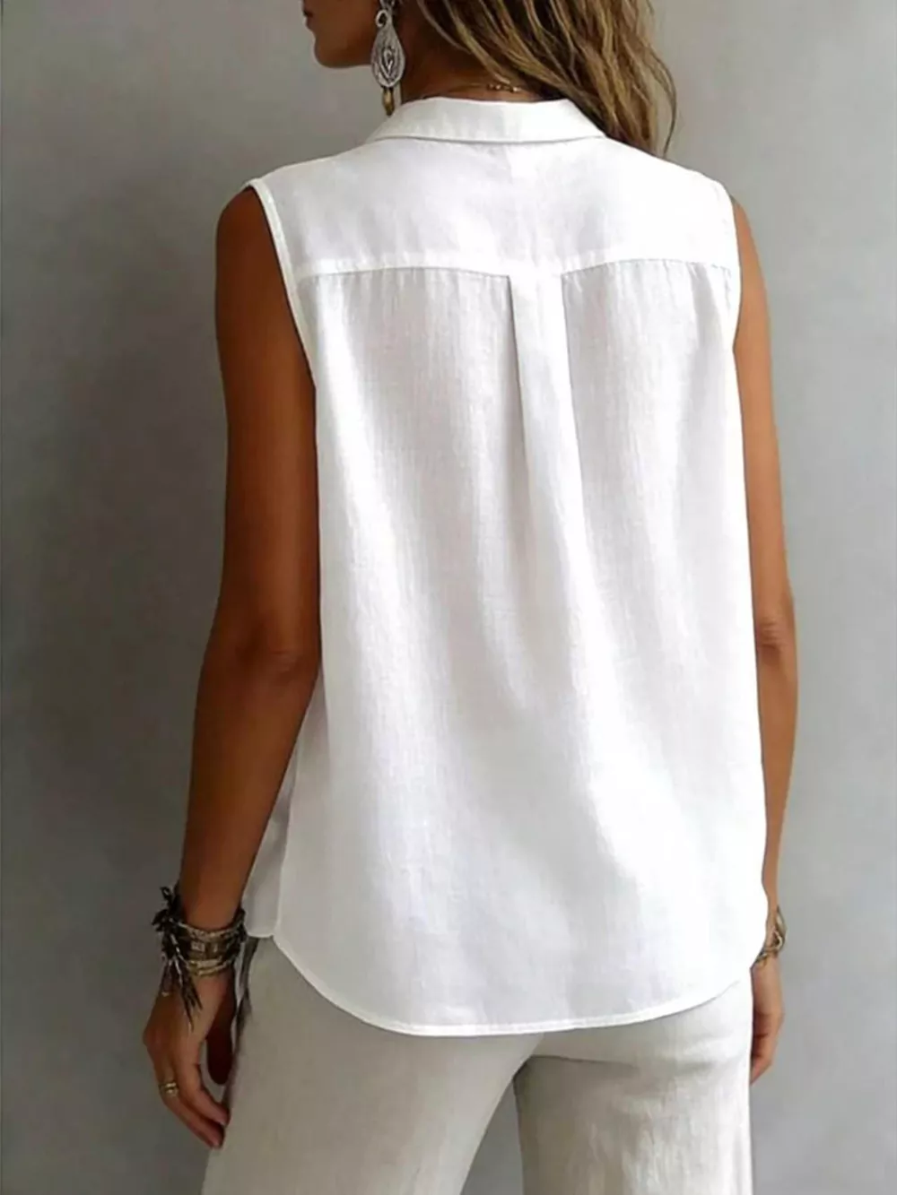 Sleeveless Button-Down Shirt, image 15