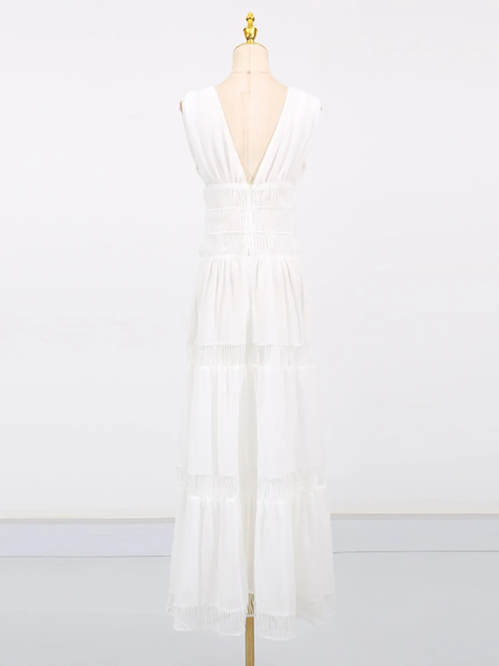 Tiered V-Neck Sleeveless Maxi Dress, image 8