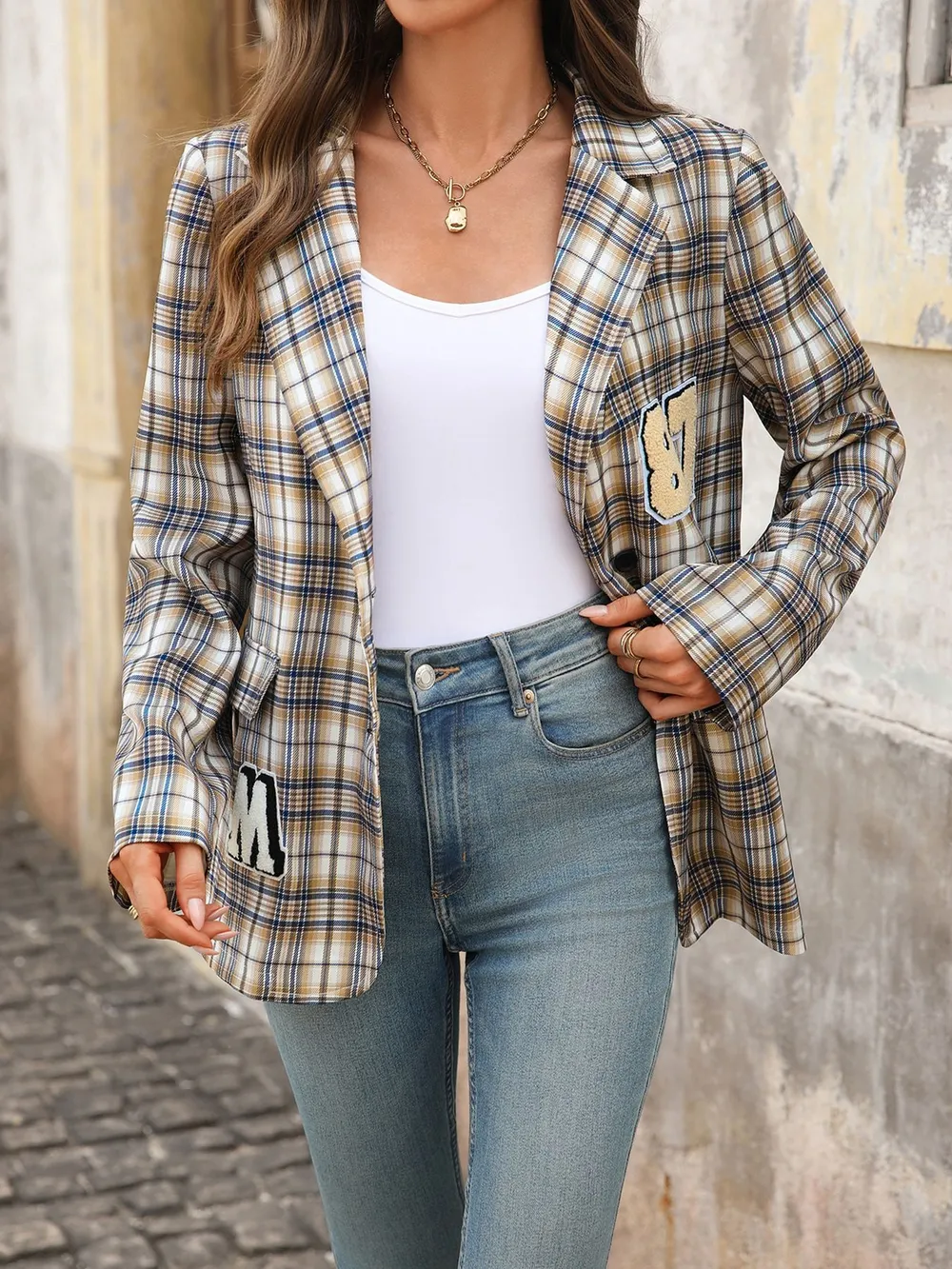 Number 87 Plaid Long Sleeve Blazer, image 9
