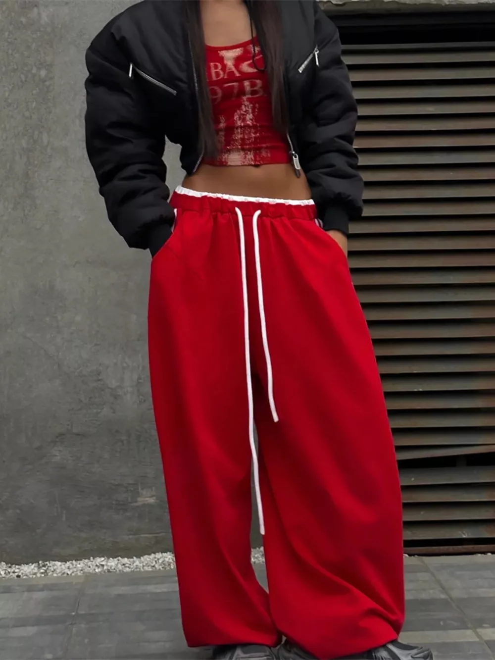 Side Stripes High-Waisted Wide-Leg Sweatpants, image 8