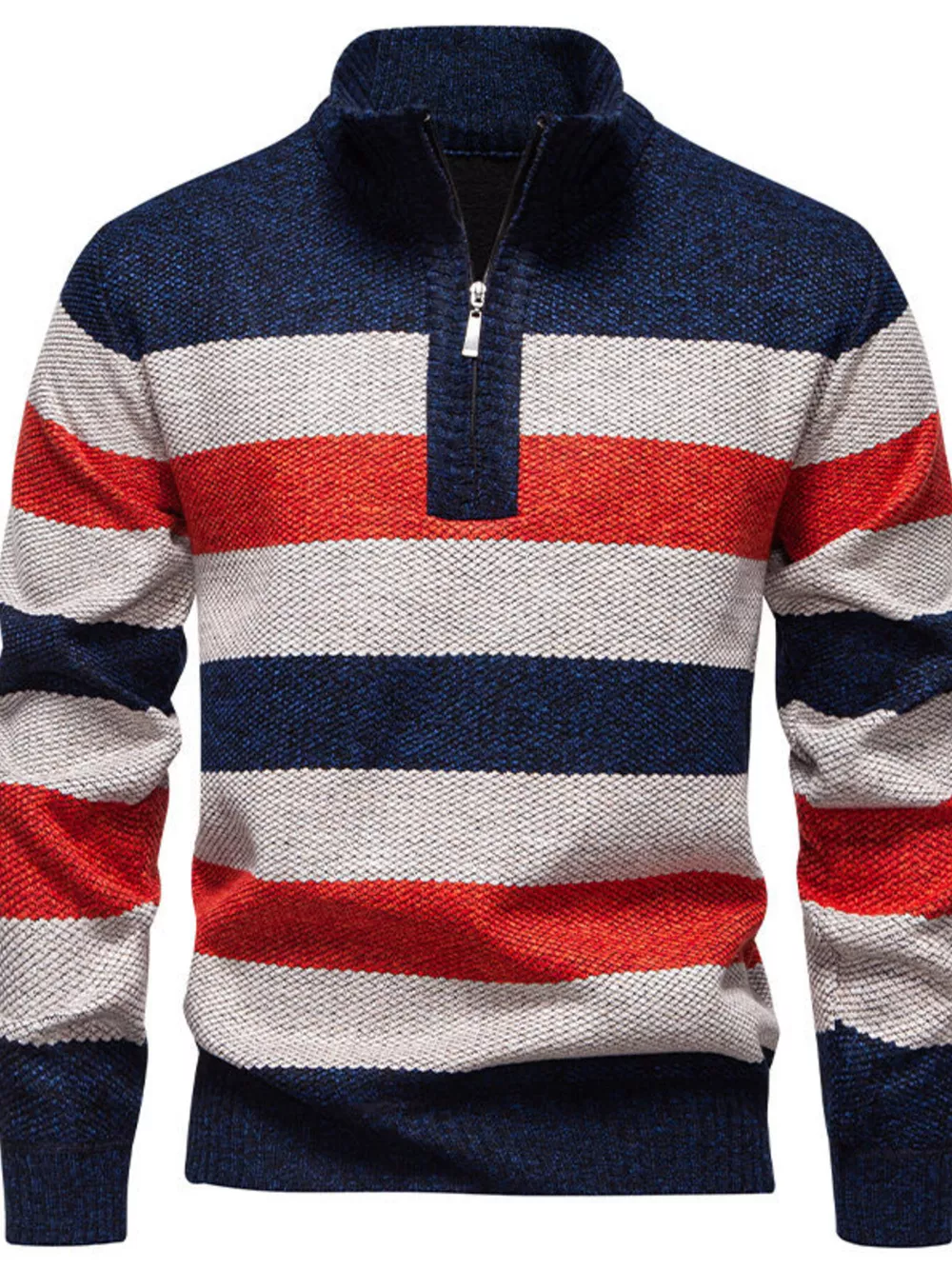 Men's Plus Size Striped Quarter-Zip Sweater, image 7