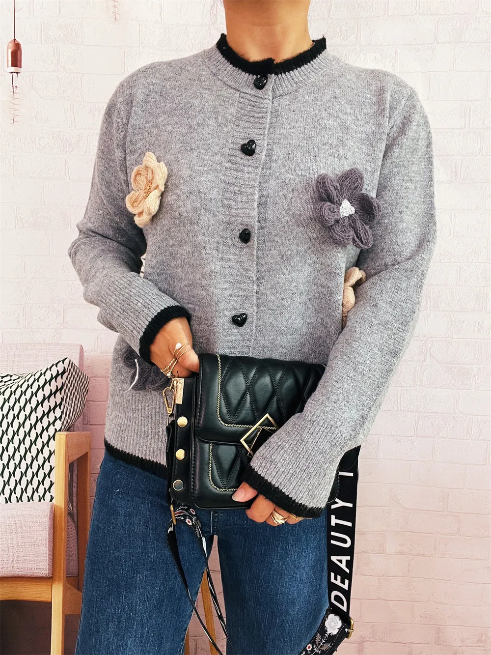 Flower Button Up Long Sleeve Cardigan, image 17