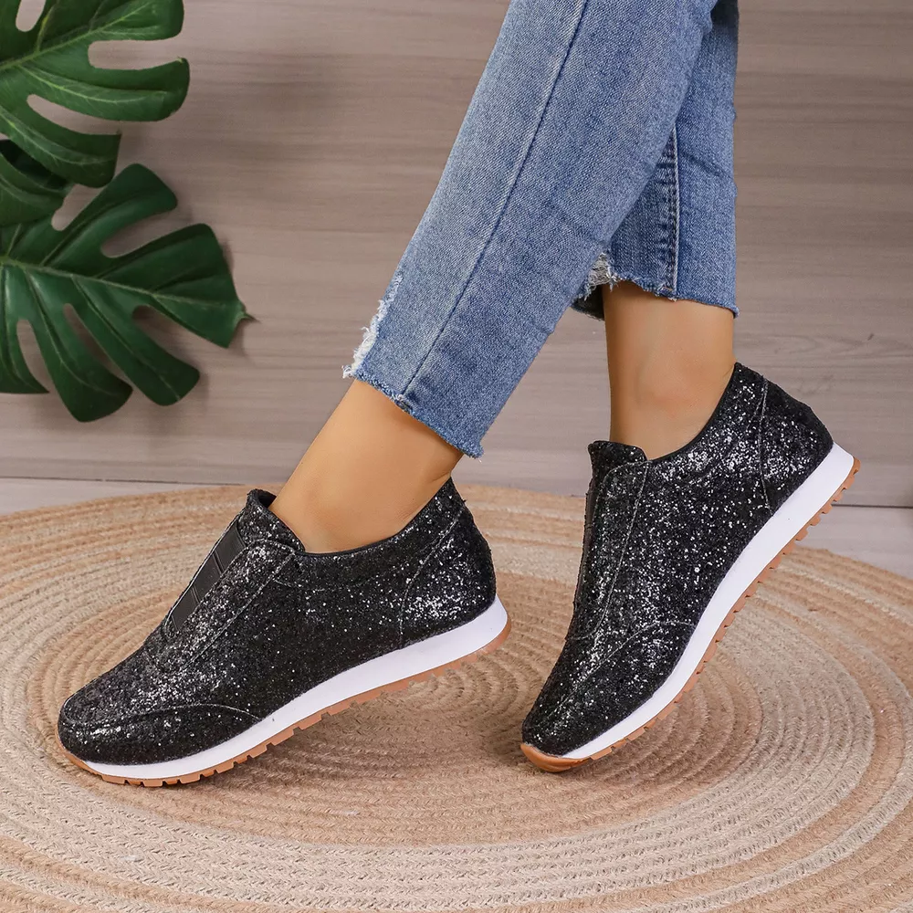 Round Toe Glitter Slip-Ons, image 2