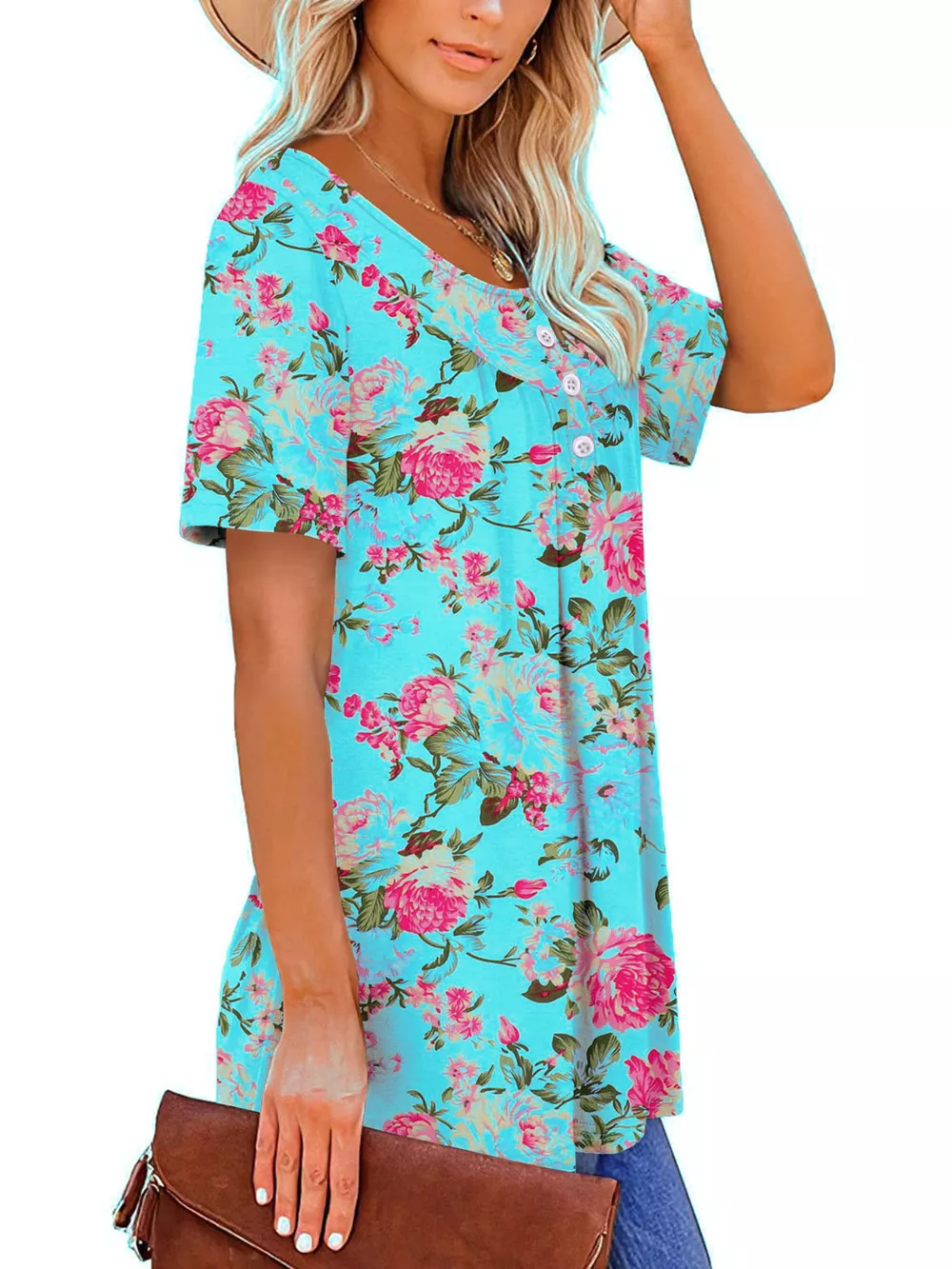 Plus Size Floral Print Short Sleeve T-Shirt, image 8