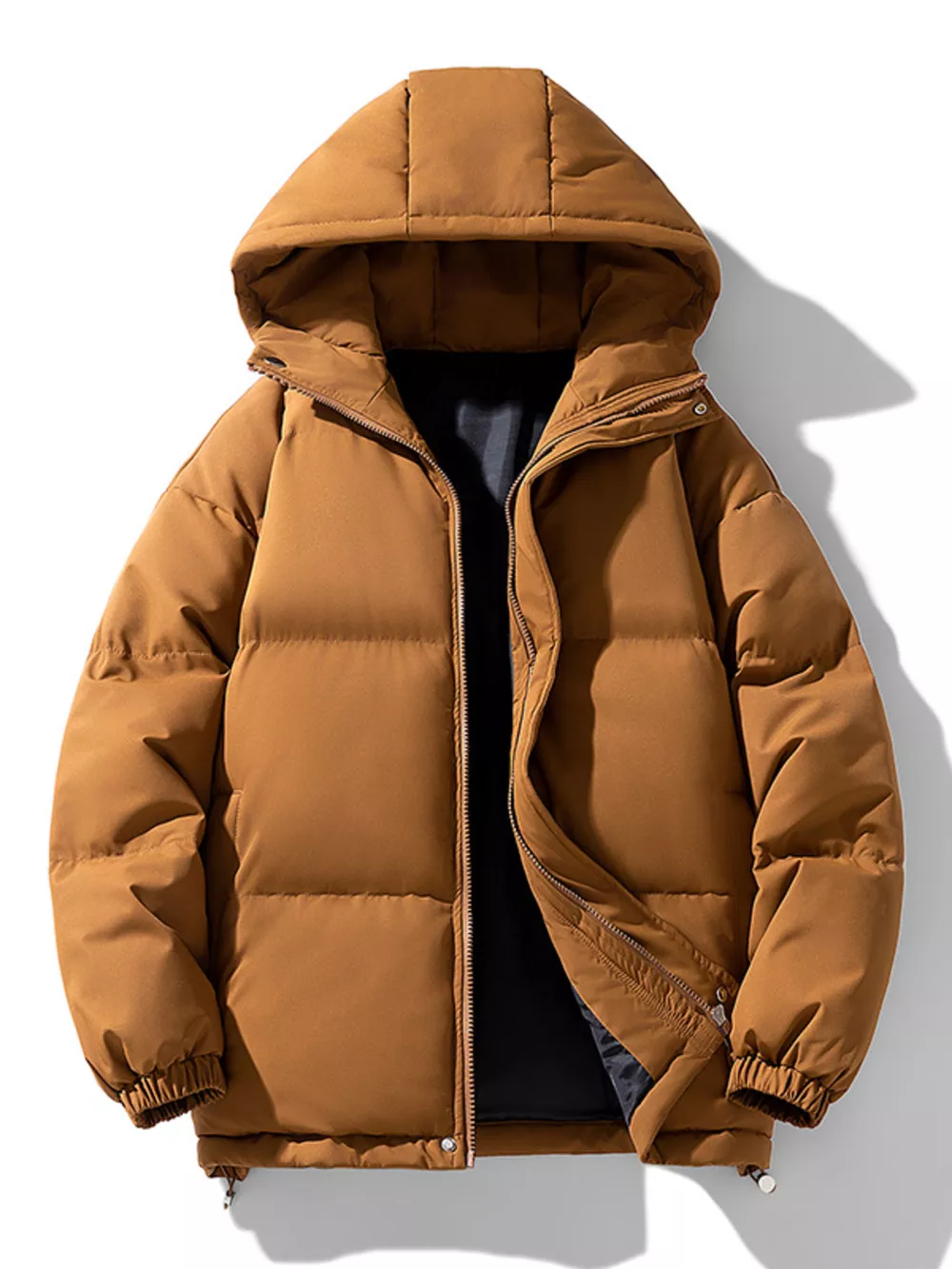 Men's Plus Size Hooded Puffer Jacket with Drawstring Hem, image 5