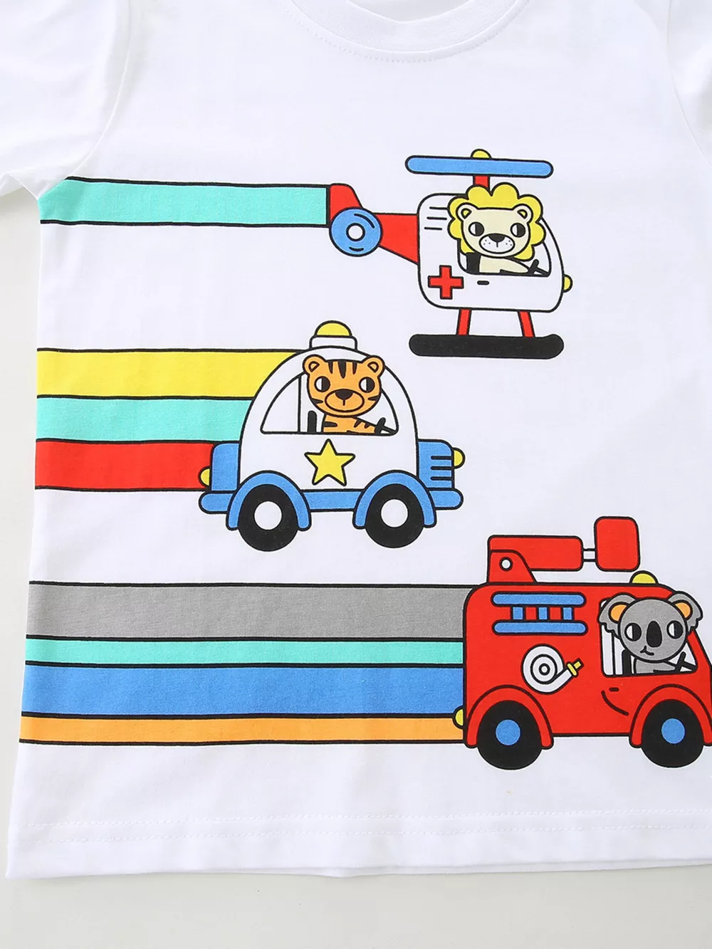 Children's Cartoon Vehicle Print Long Sleeve T-Shirt, image 4