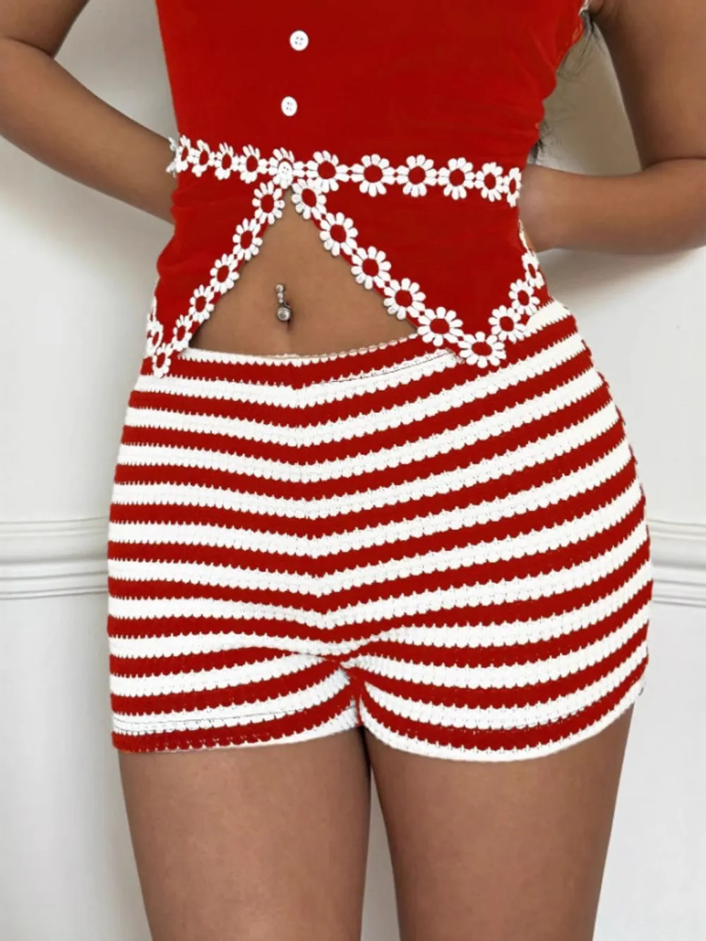 Striped High Waist Knit Shorts, image 12