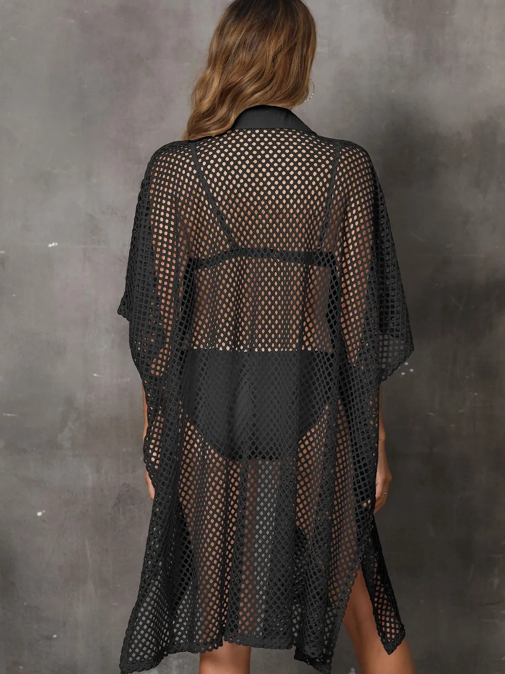 Sheer Mesh Button Up Cover Up, image 14