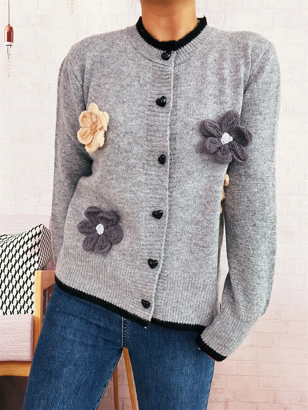 Flower Button Up Long Sleeve Cardigan, image 16