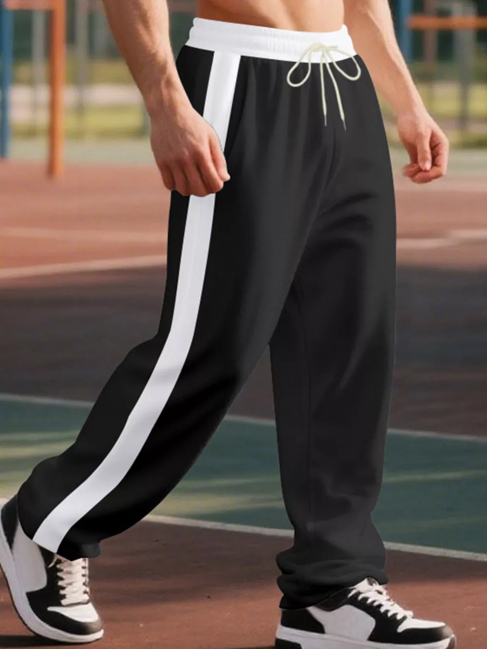 Men's Full Size Side Stripe Wide Leg Pants Plus Size, image 6