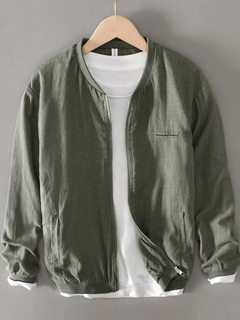 Men's Plus Size Zip Up Long Sleeve Jacket, image 3