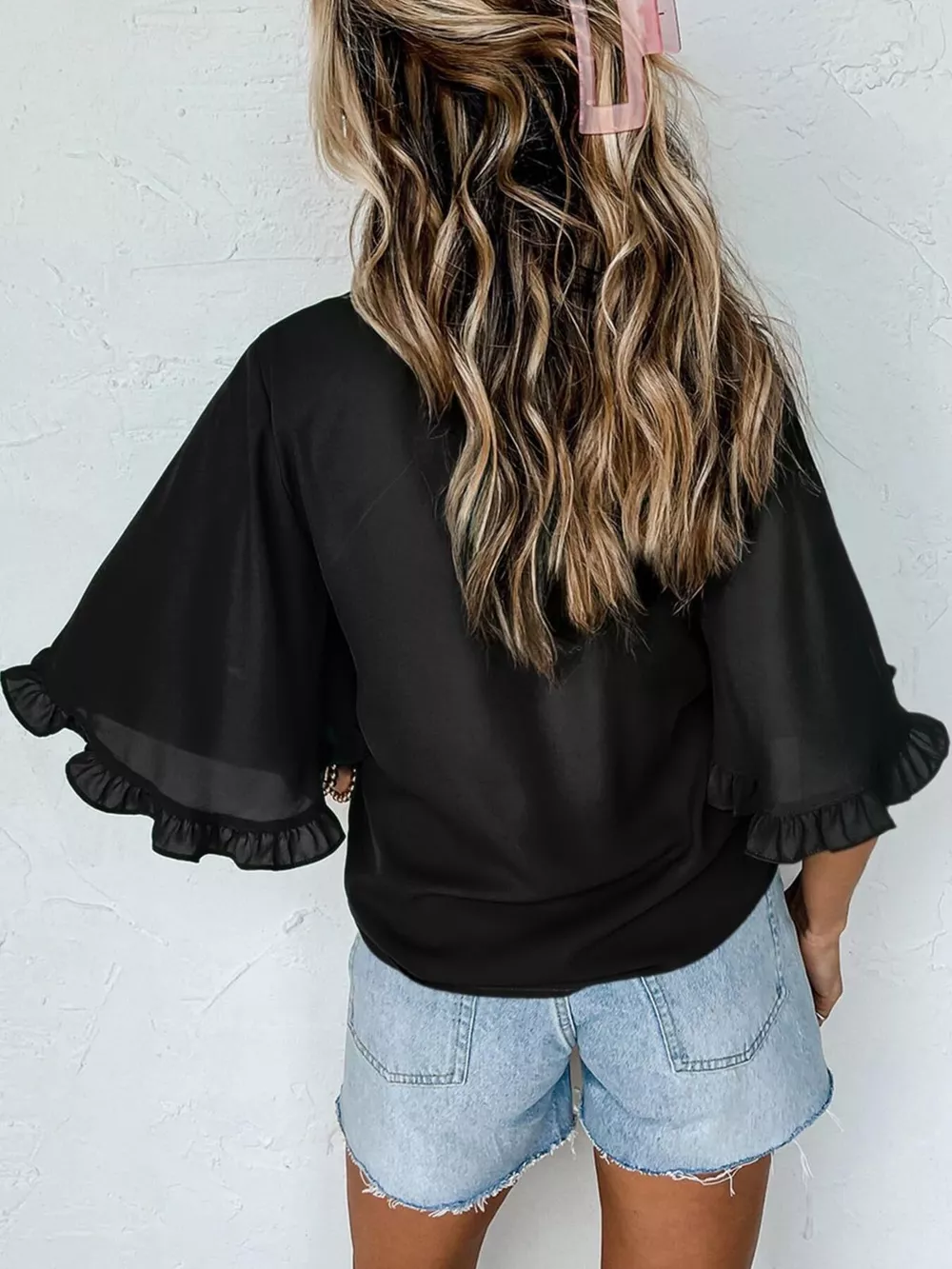 Ruffle Trim Half Sleeve Blouse, image 19