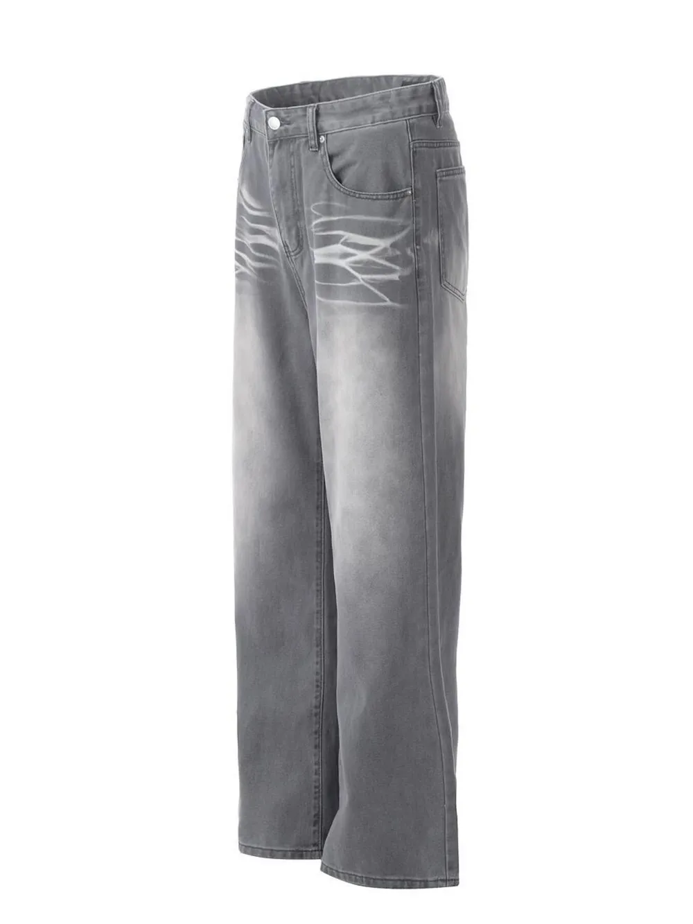 Men's Wide Leg Wash Jeans, image 5