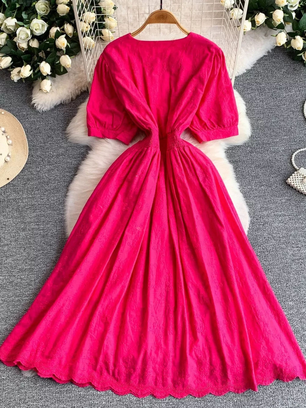 Lace Detail A-Line Midi Dress, image 3