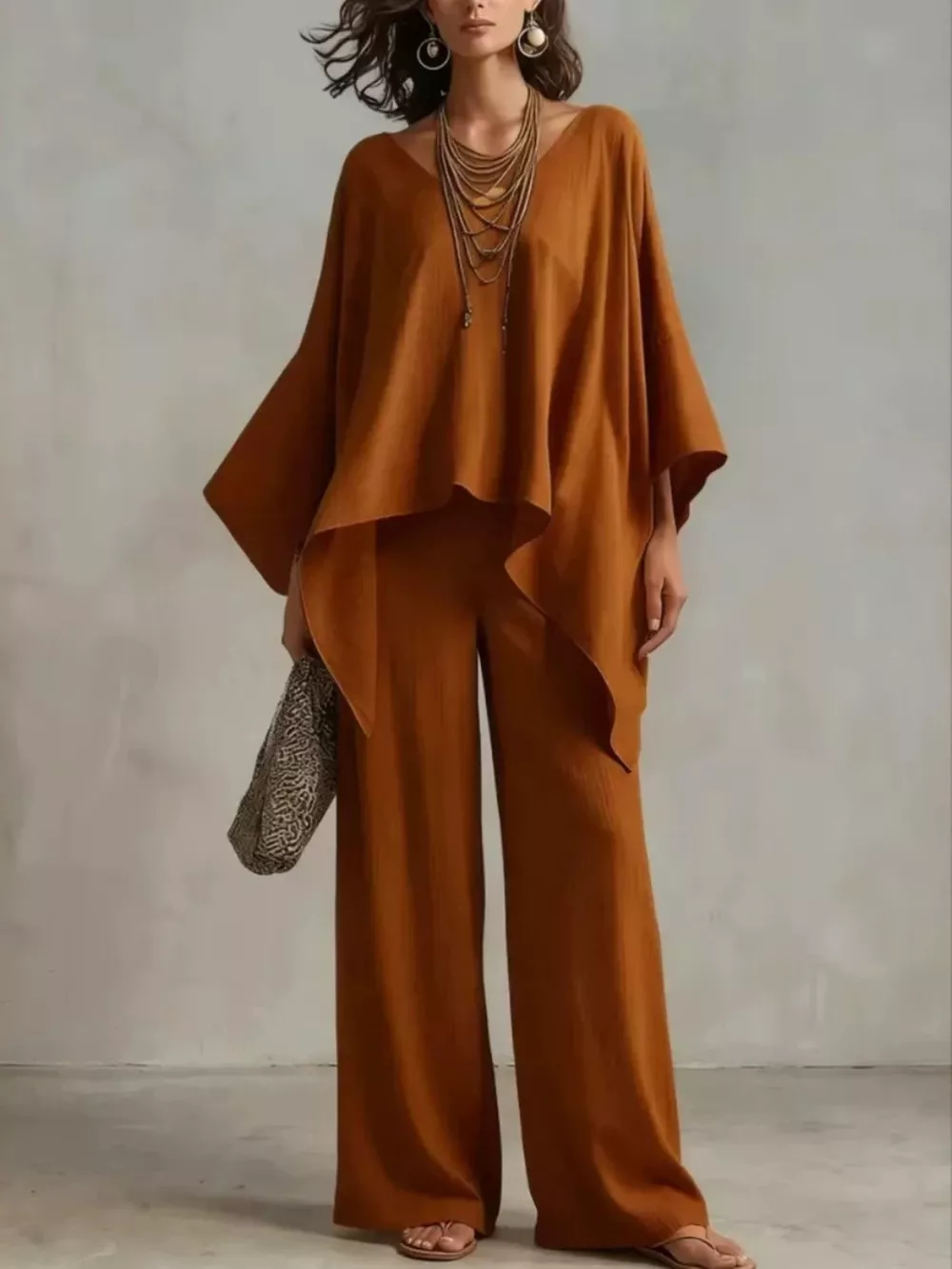 Full Size V-Neck Top and Pants Set Plus Size, image 3
