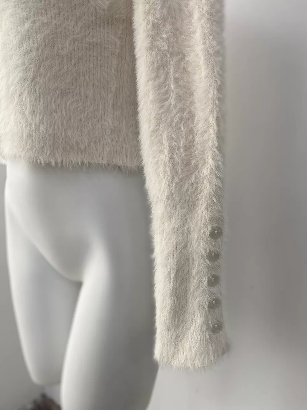 Soft Fuzzy Button-Down Cropped Cardigan, image 10