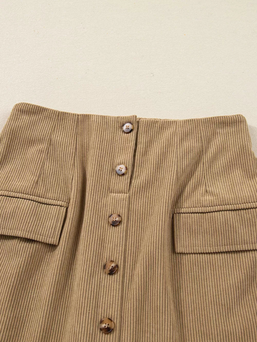 Corduroy Buttoned Front Mini Skirt, image 6
