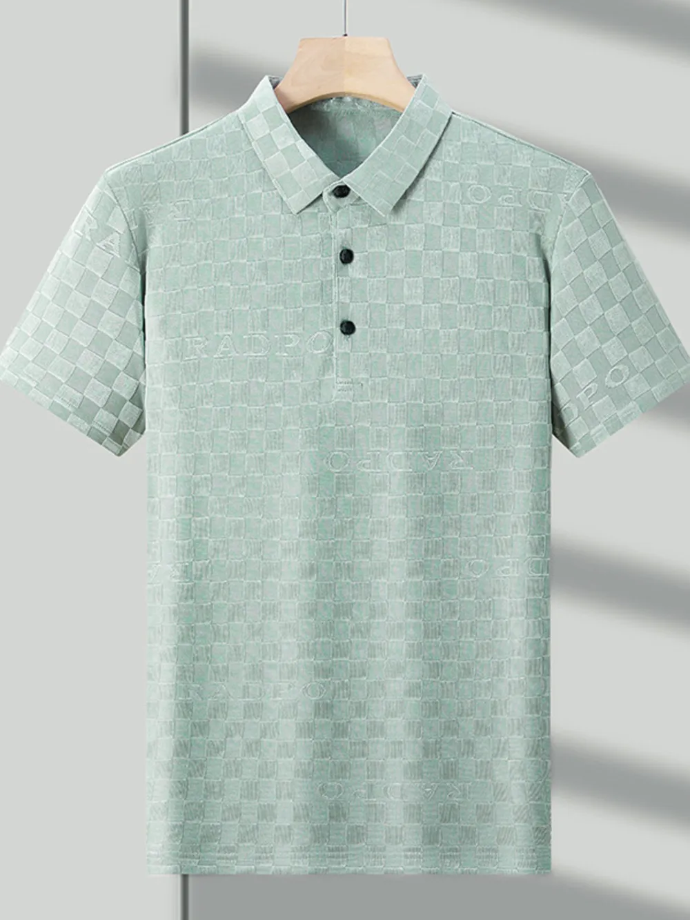Men's Plus Size Checkered Pattern Short Sleeve Casual Polo Shirt, image 5