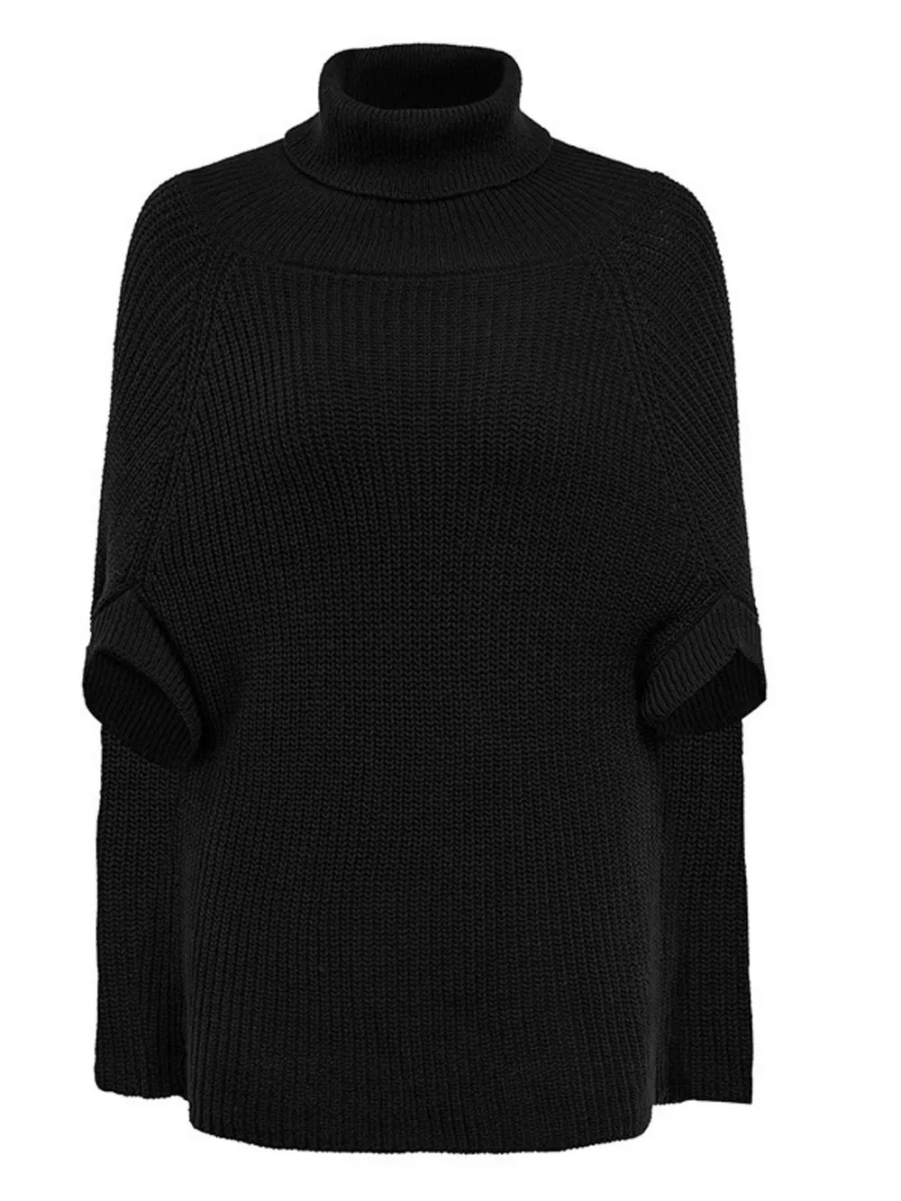 Turtleneck Knitted Cape Sweater, image 13