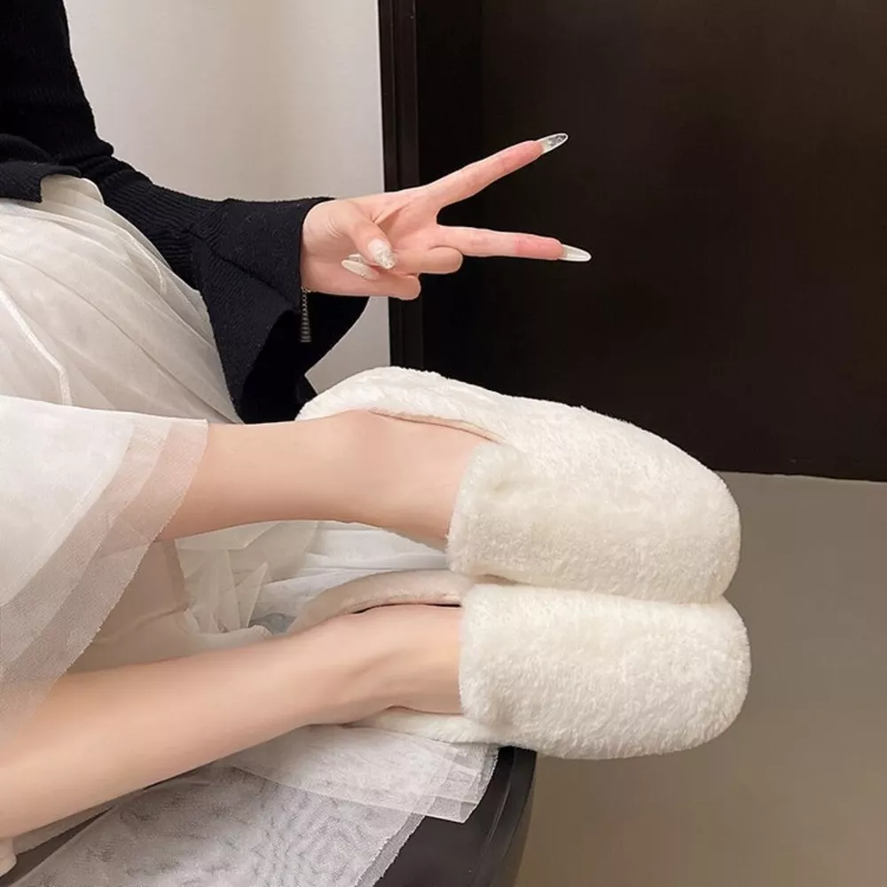 Fluffy Round Toe Slip-Ons, image 8