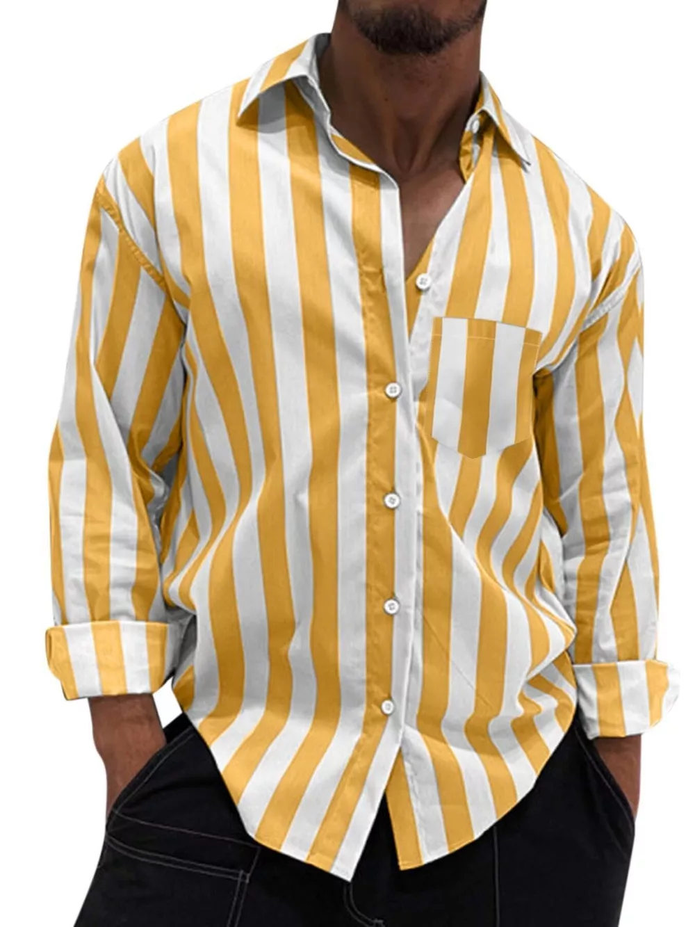 Men's Button Up Long Sleeve Shirt, image 3