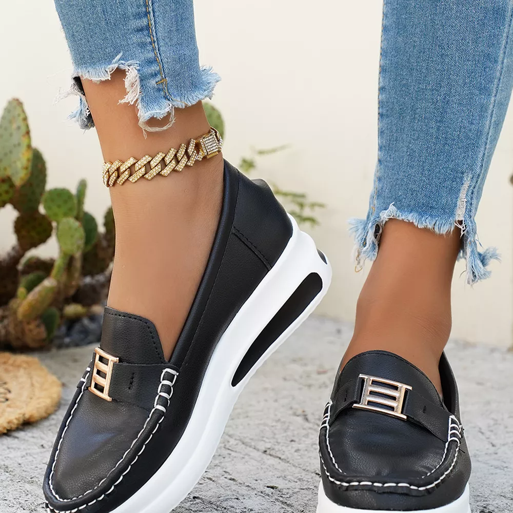 Metal Buckle Round Toe Slip-Ons, image 7