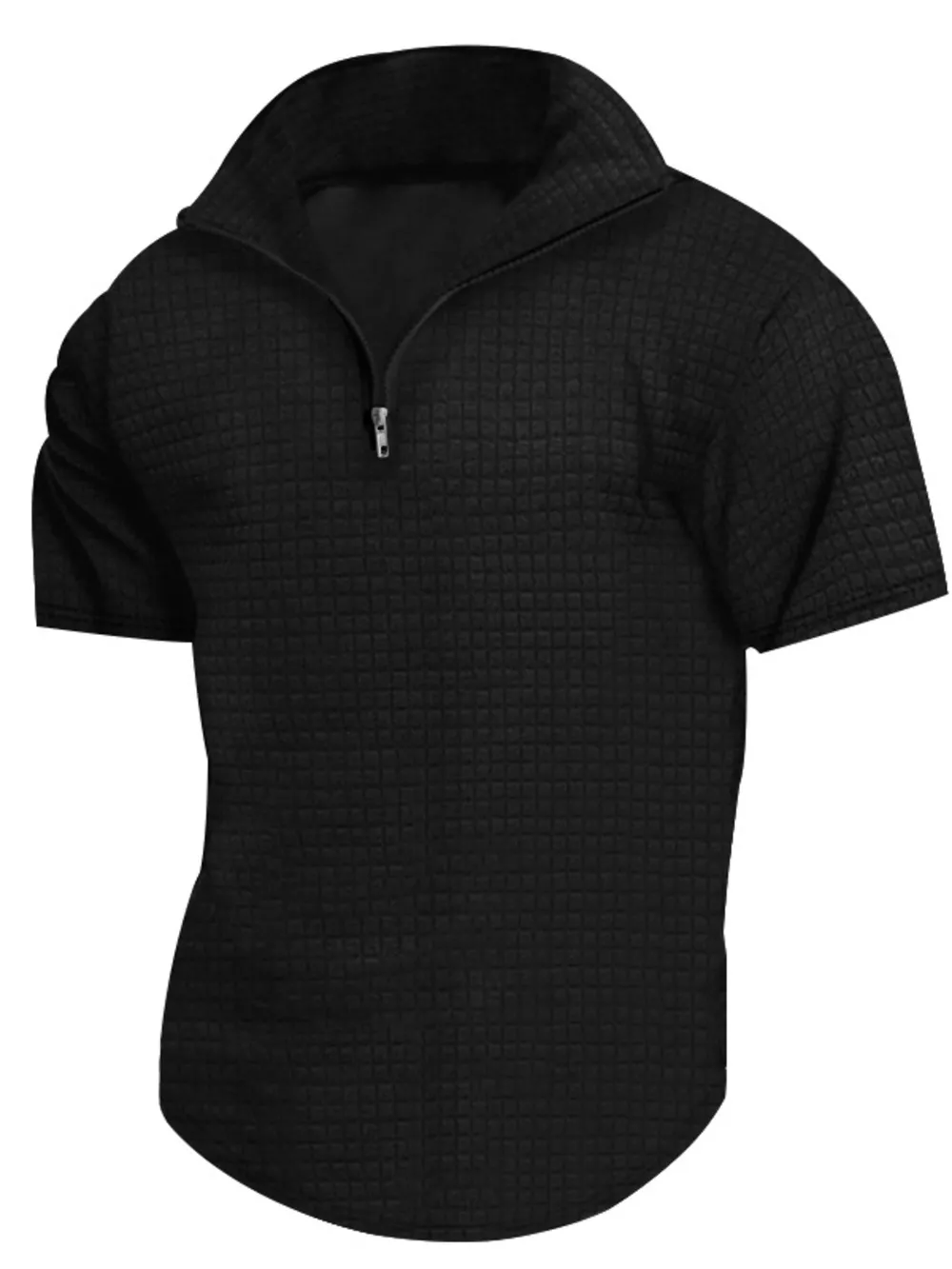 Men's Full Size Textured Short Sleeve Zipper Polo Plus Size, image 6