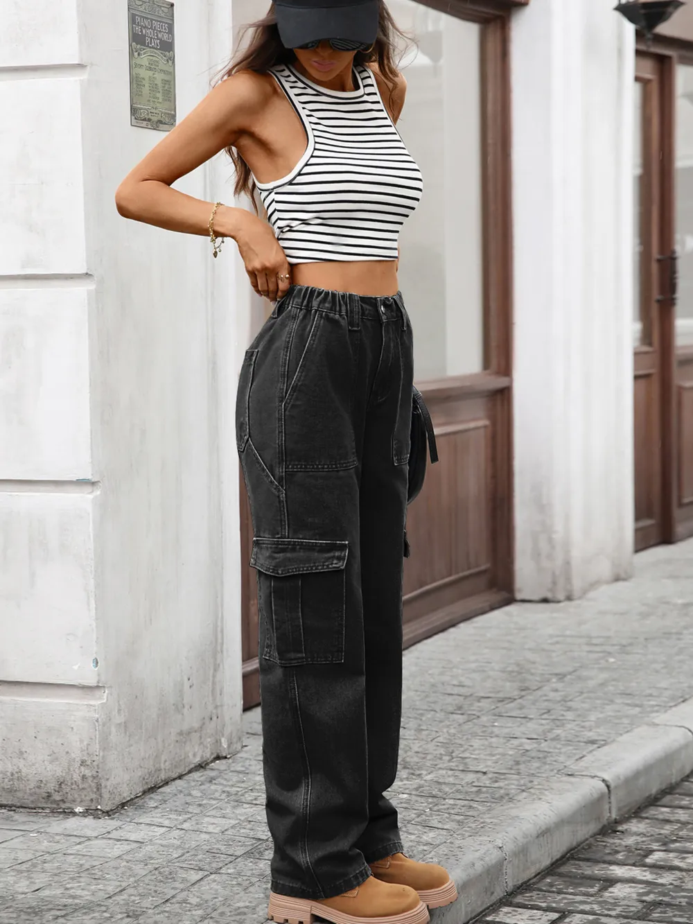 High-Waisted Cargo Jeans, image 11