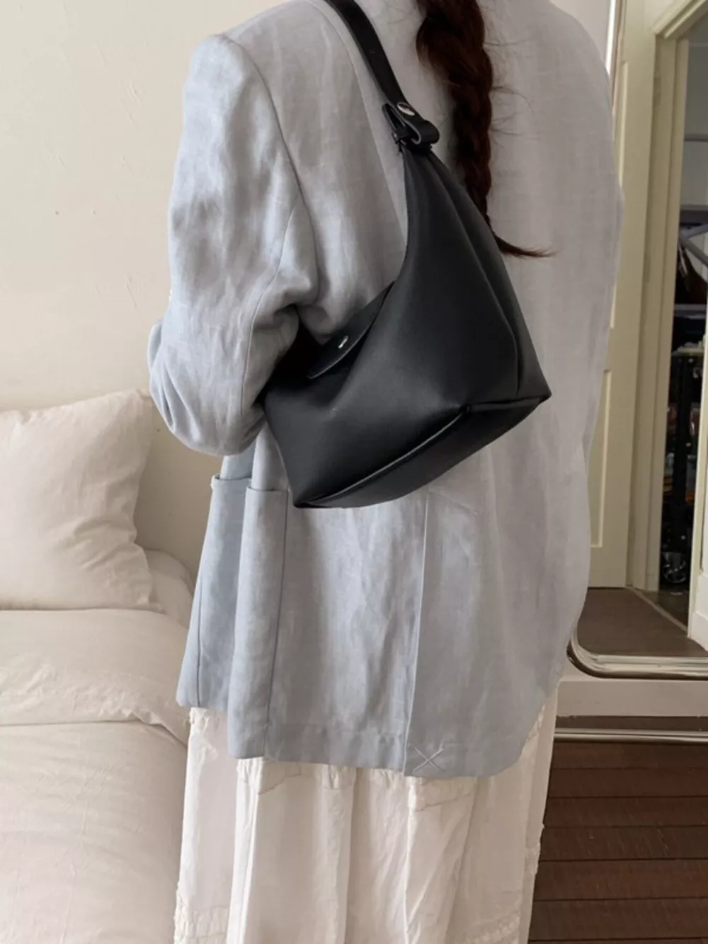 PU Leather Crescent Shoulder Bag, image 7
