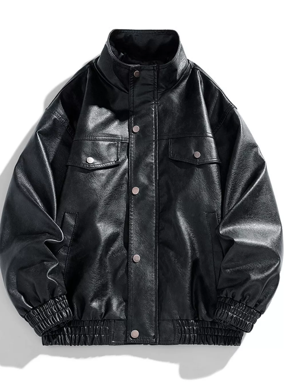 Men's Plus Size Leather Bomber Jacket