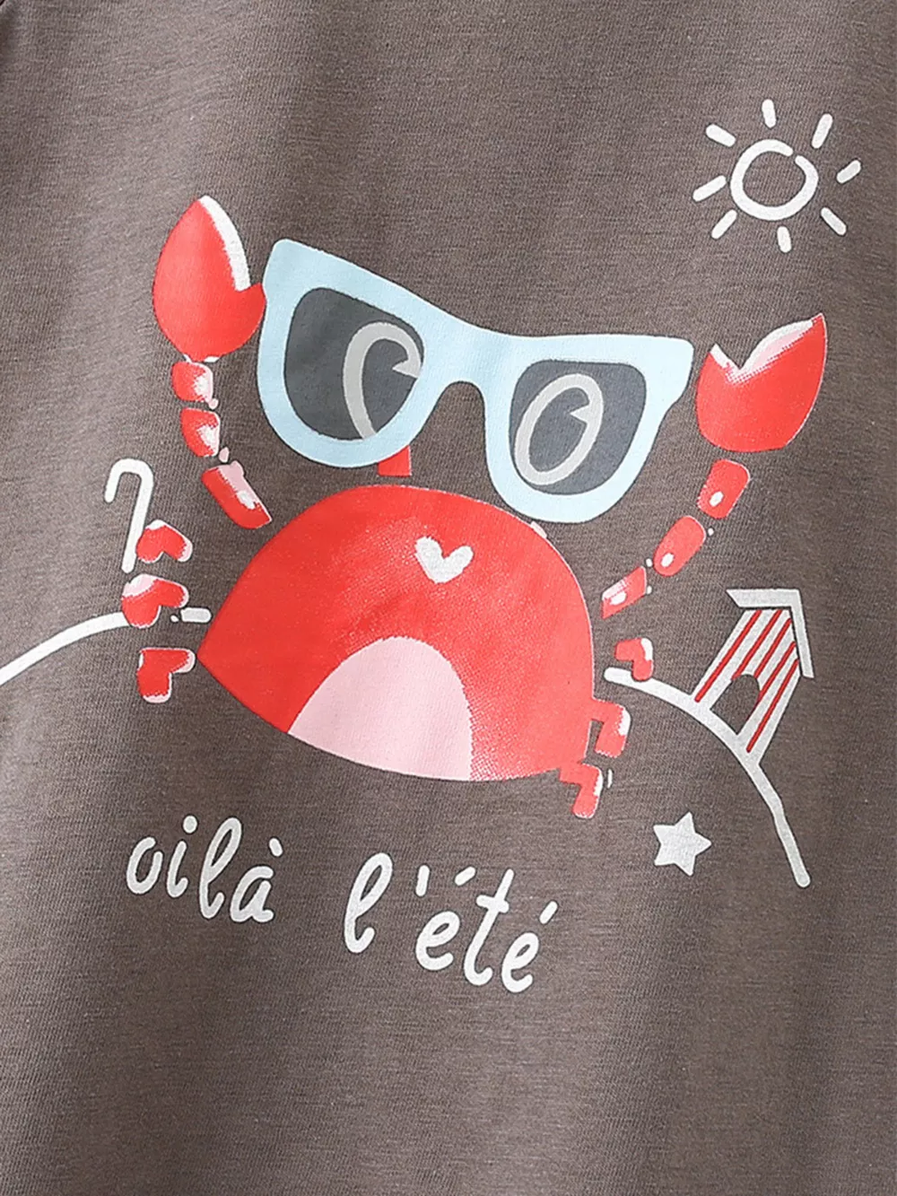 Children's Crab Graphic T-Shirt and Striped Shorts Set, image 5