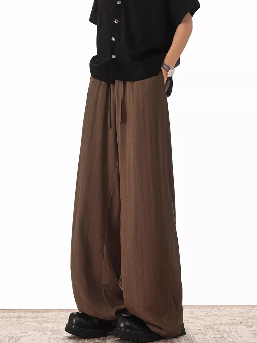 Men's Plus Size Wide Leg Drawstring Pants, image 3