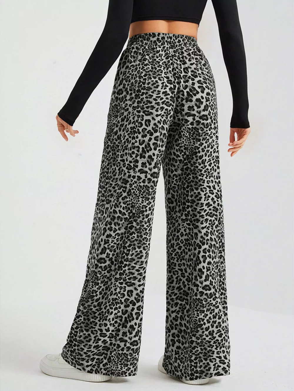 Full Size Leopard Print Wide Leg Pants Plus Size, image 10