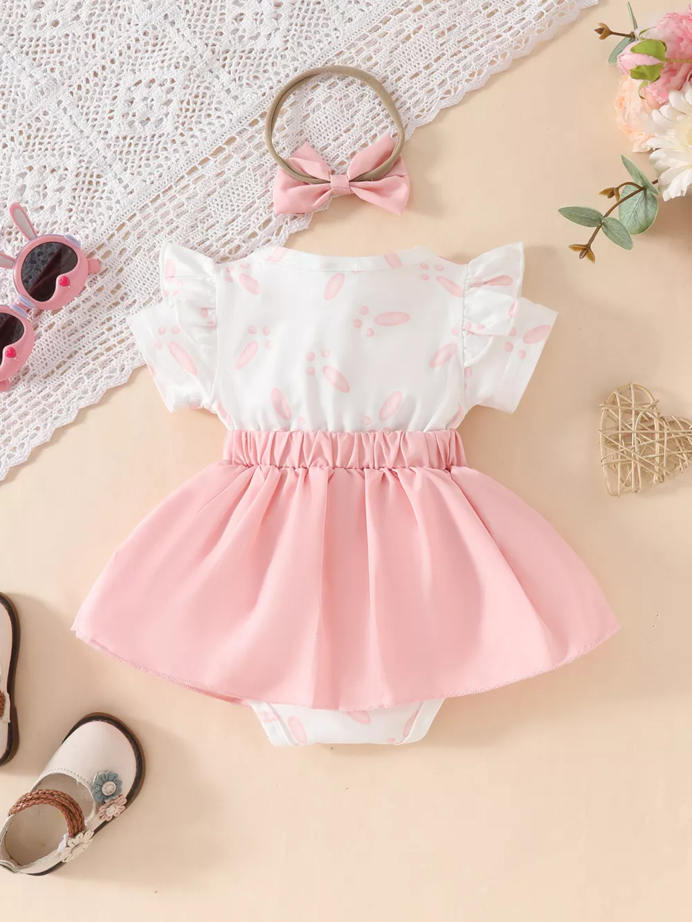 Children's Bunny Applique Dress & Headband Set, image 7