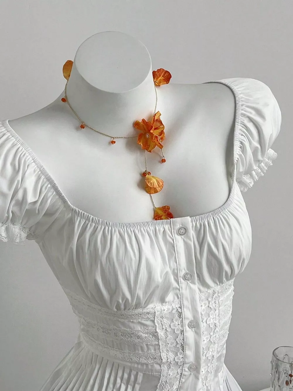 Lace Button Up Short Sleeve Shirt, image 3