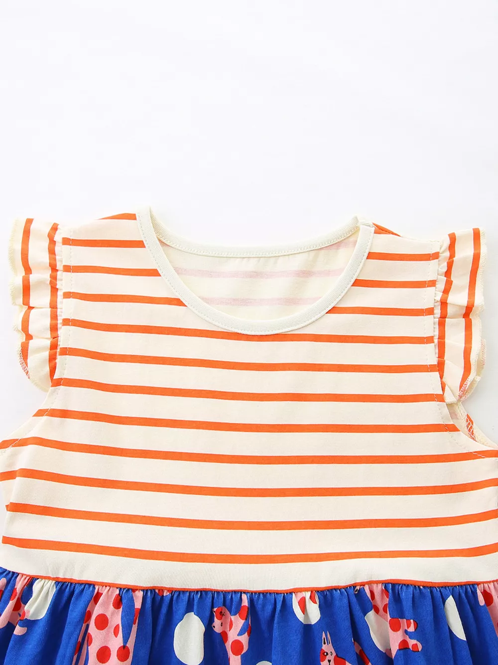 Children's Striped Animal Print Ruffled Dress, image 3