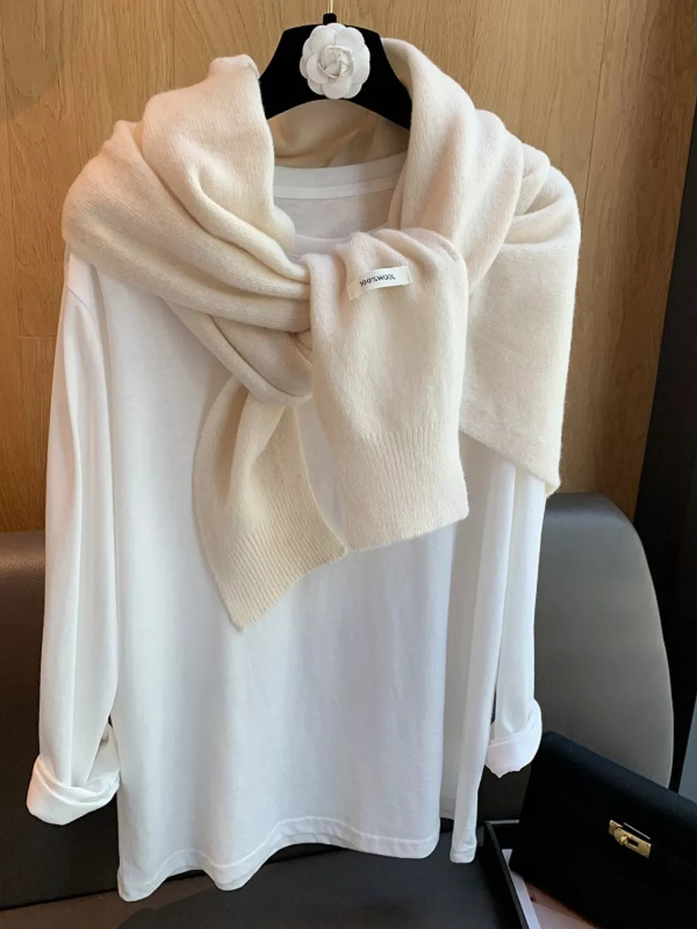 Wool Knitted Asymmetrical Shawl, image 4