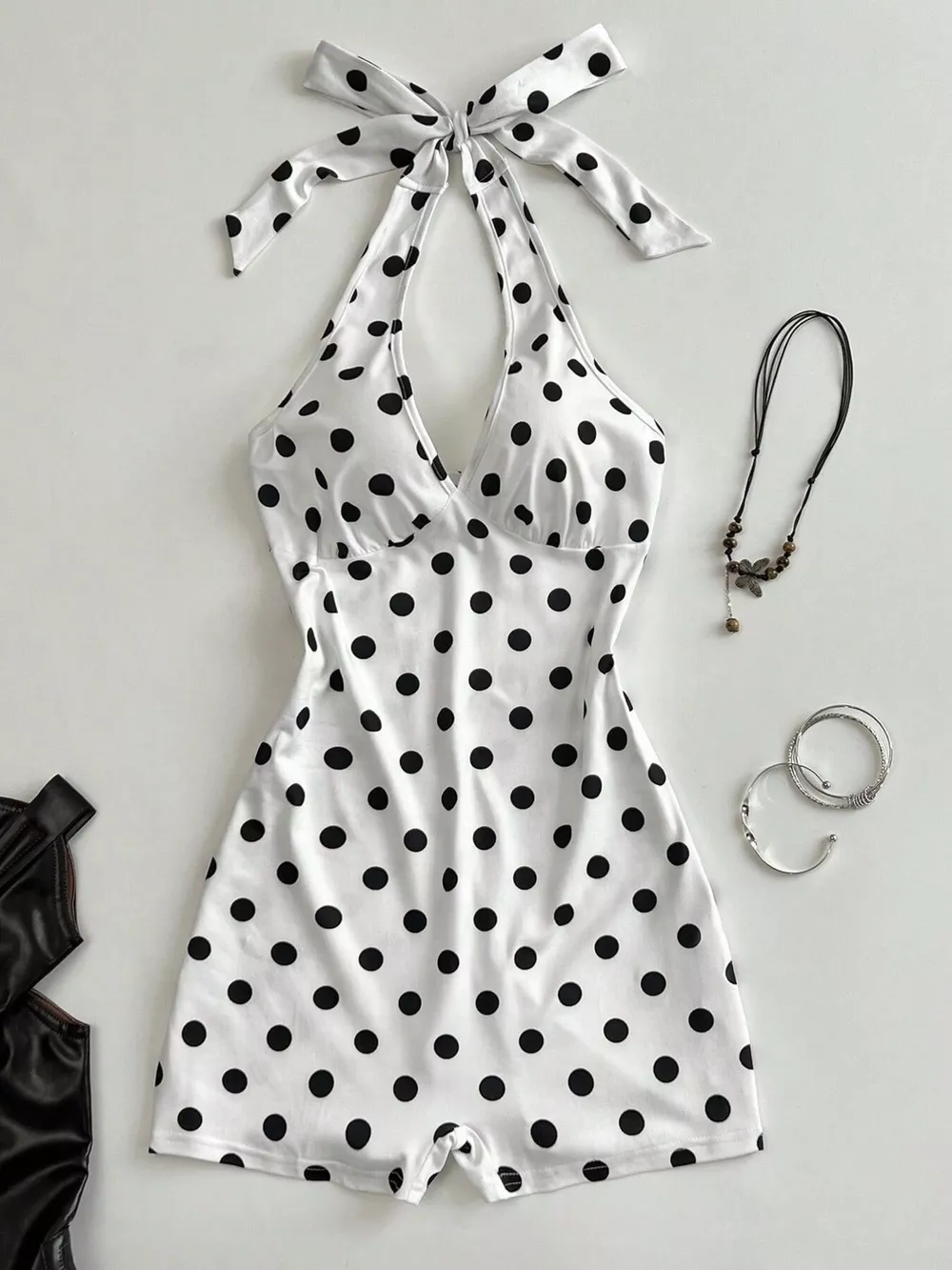 Polka Dot Halter Neck Romper, image 5