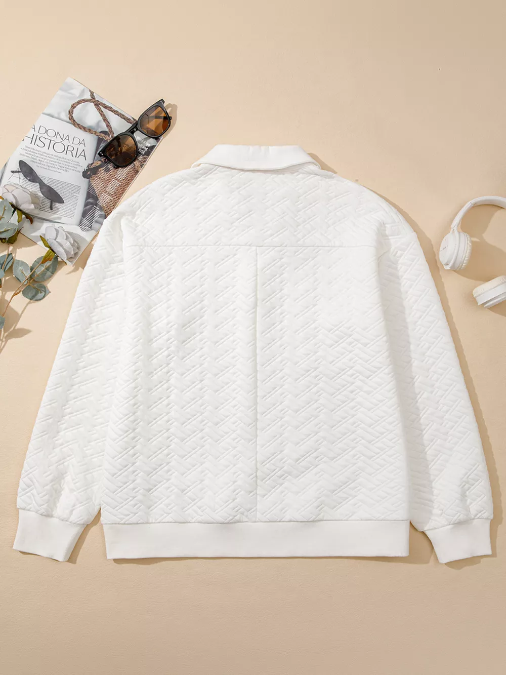 Textured Johnny Collar Sweatshirt, image 8