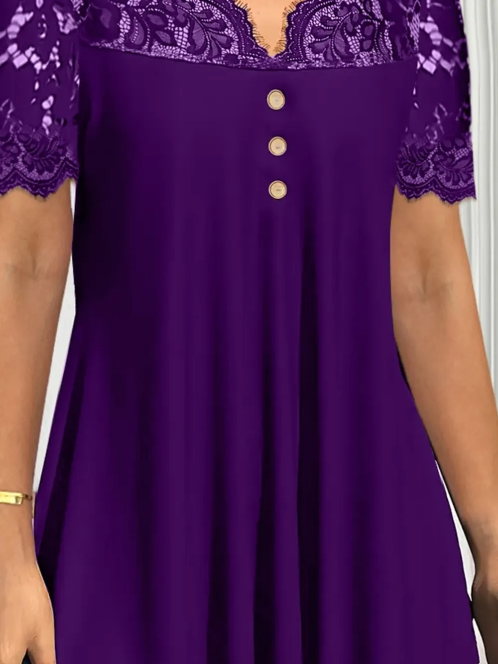 Lace Panel Short Sleeve Blouse, image 4