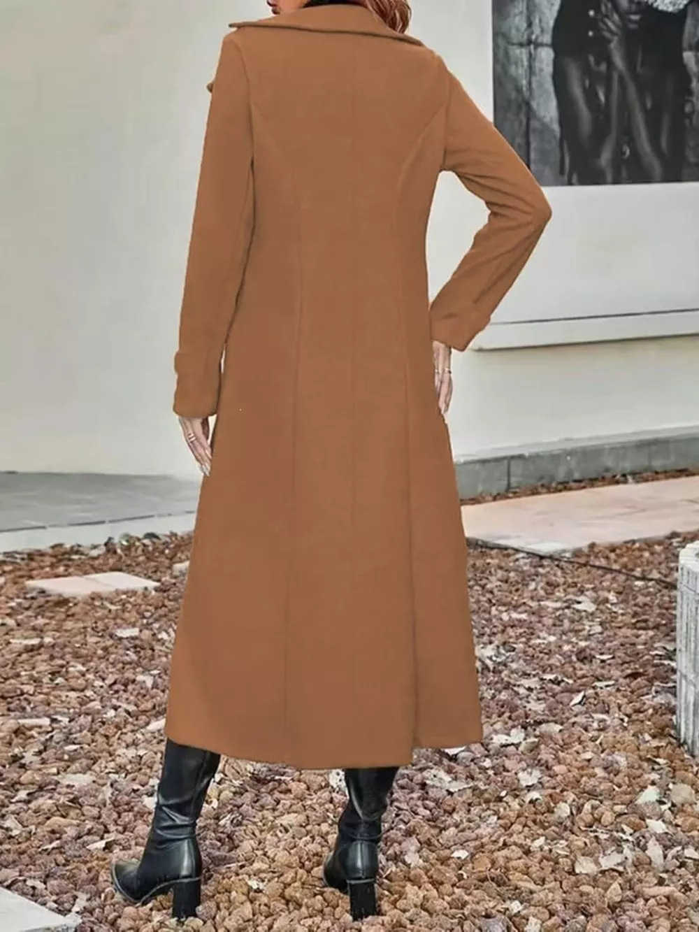 Full Size Double-Breasted Longline Trench Coat Plus Size, image 9