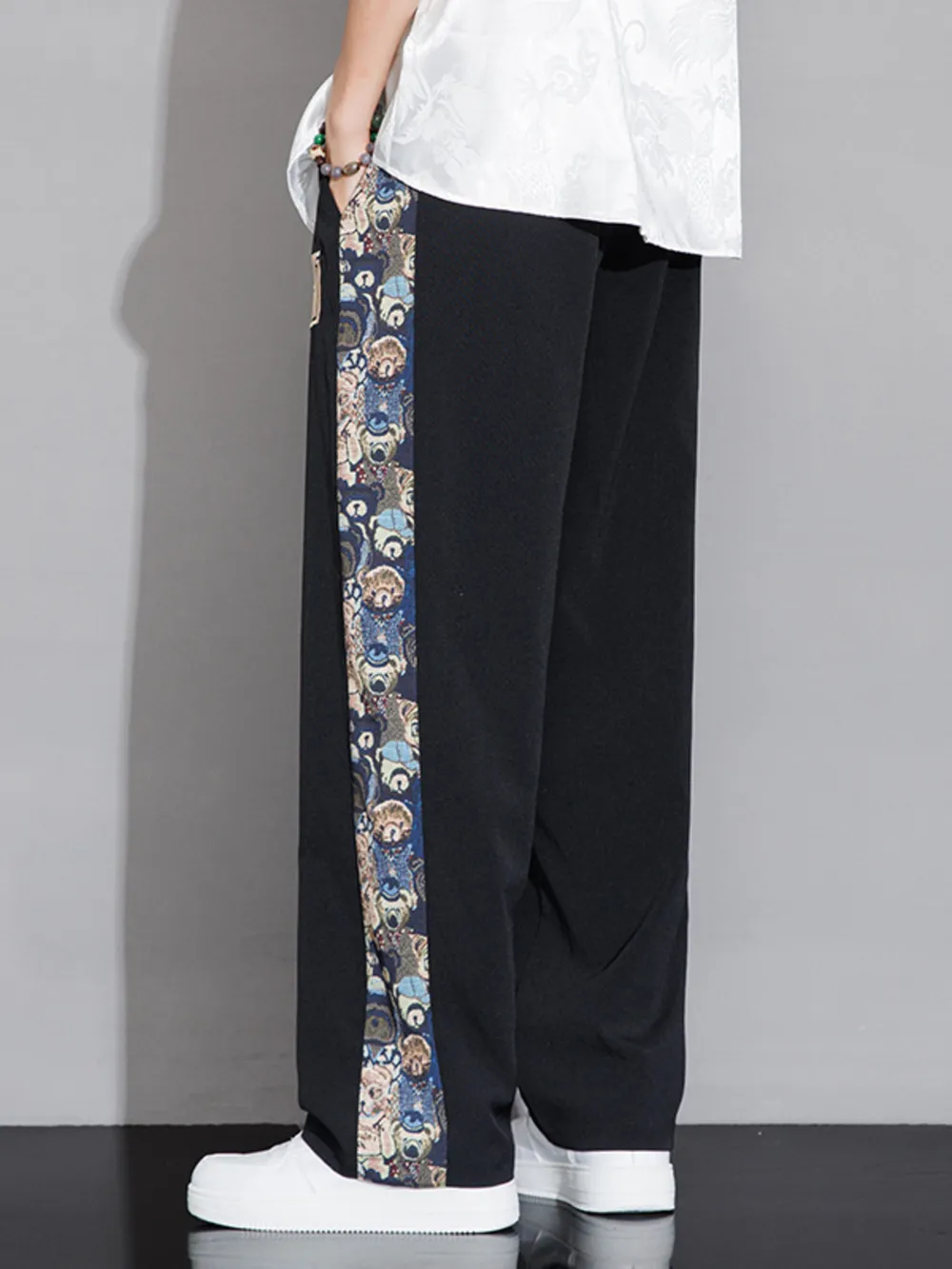 Men's Full Size Printed Side Stripe Loose Pants Plus Size, image 2