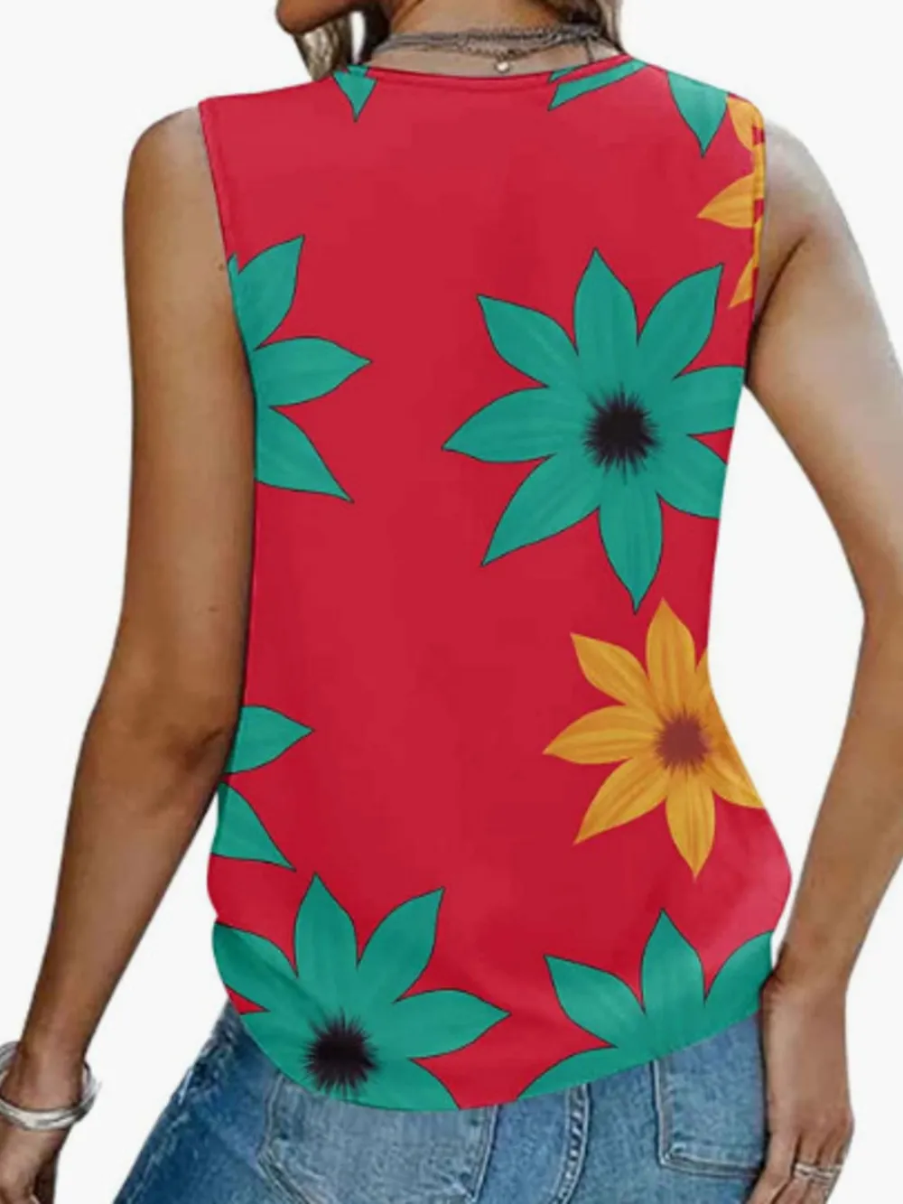 Printed V-Neck Tank, image 8