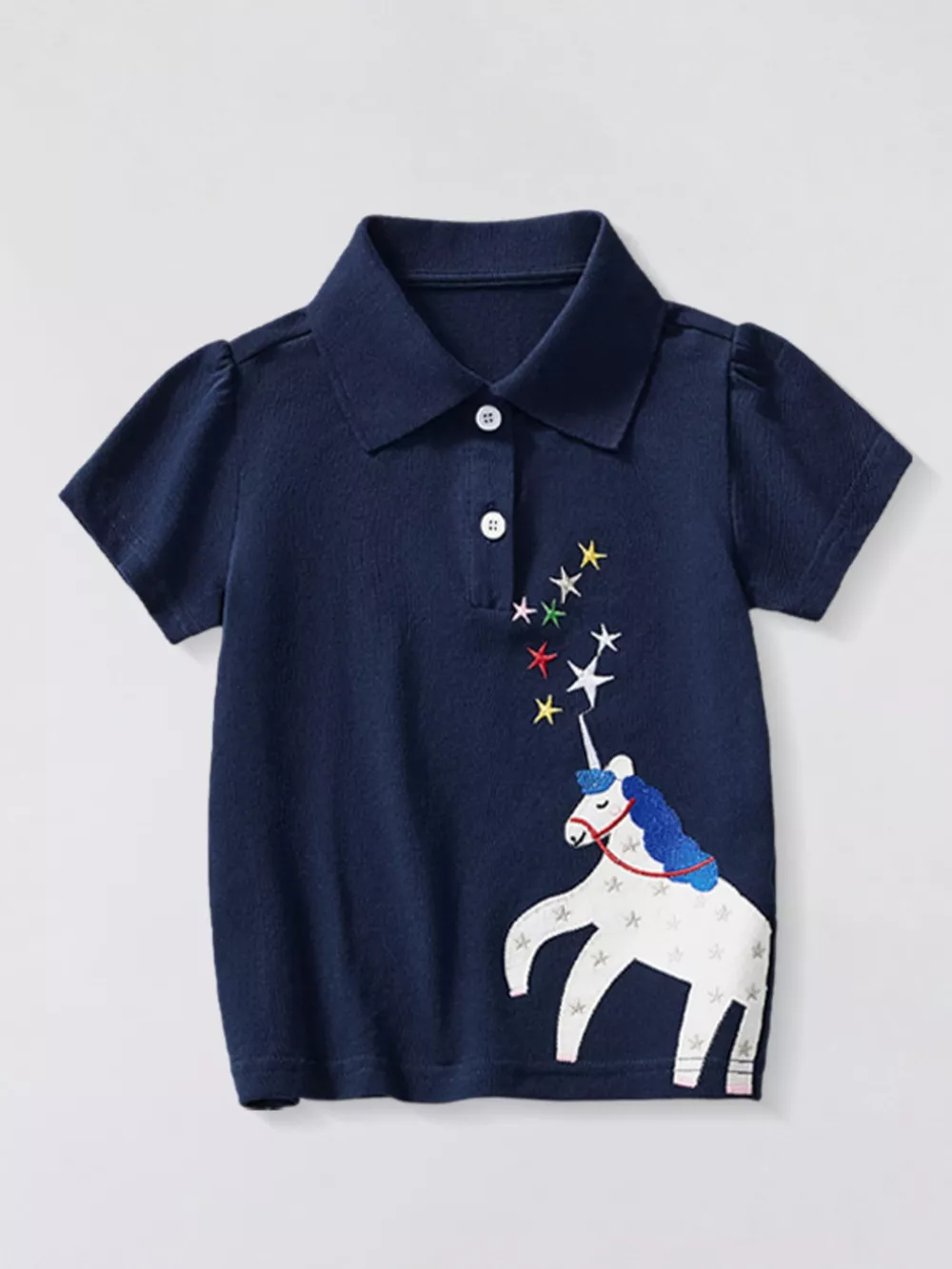 Children's Unicorn & Stars Embroidered Polo