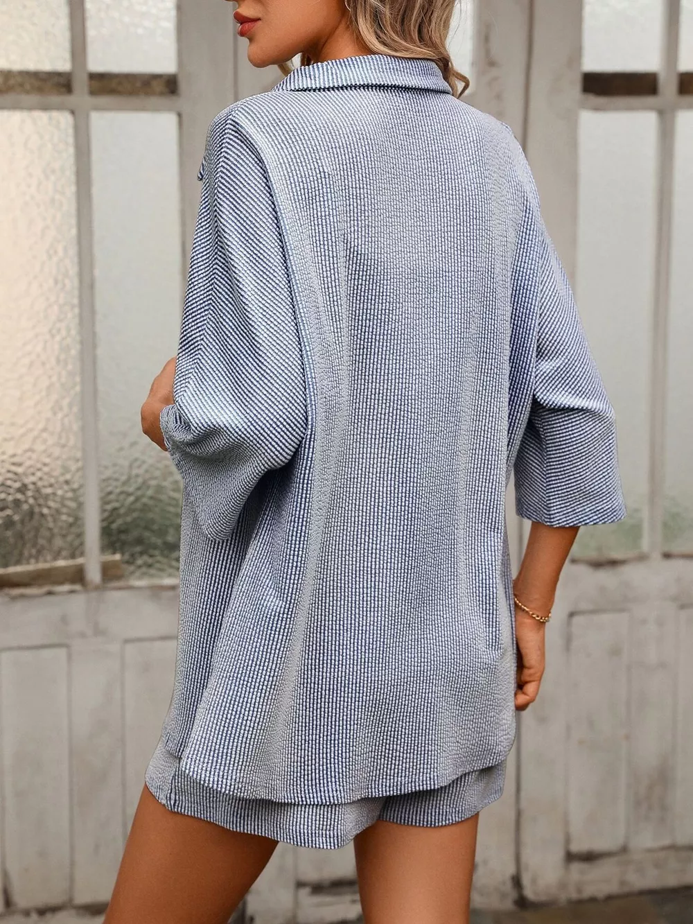 Textured Shirt and Shorts Set, image 11