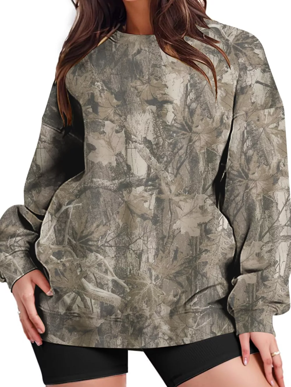 Oversized Printed Crew Neck Sweatshirt, image 8